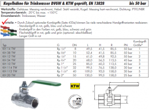 Kugelhähne für Trinkwasser DVGW & KTW geprüft, IG, EN 13828, Messing verchromt, von 25 bis 50 bar, Hahn, Kugelhahn, Wasserhahn, Trinkwasserhahn, alle Größen